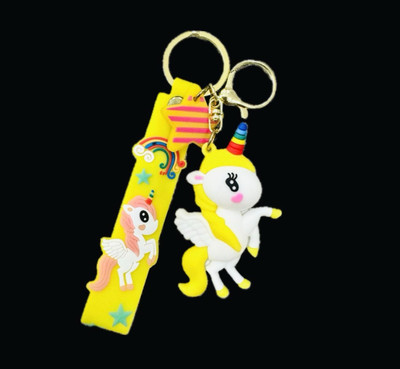 SHRI JI PVC Rubber 3D Flying Unicorn Keychain with Star charm Key Chain