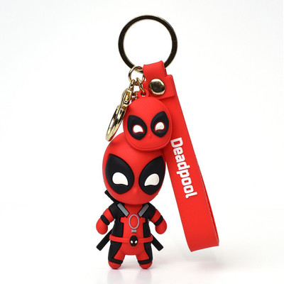 Daiyamondo Deadpool Marvel Red Amazing 3D keychain With Long Red Ribbon & High Quality Hook Key Chain