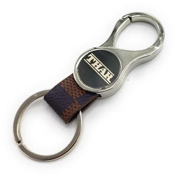 Jdp Novelty Round Shape Leather Metal Keychain for Thar Car| Car Key Chain