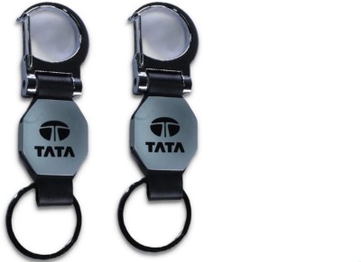 MAG BEE Styling Car Keyring Compatible with Tata (D'hook Black) Combo Pack of 2 Car Key Chain