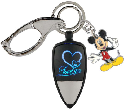 HANDSOME ISK Beautiful & Attractive Love U Multicolor Light With Mickey Mouse Locking Lock Key Chain