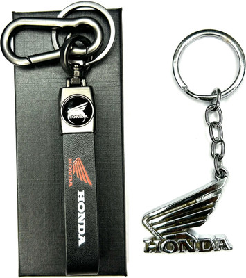 SHAHE Honda Belt Leather Keychain & Steel Logo Keychain Pack Of 2 Key Chain