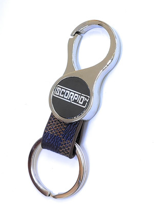 Jdp Novelty Round Shape Leather Metal Keychain for ScorpioN Car Key Chain
