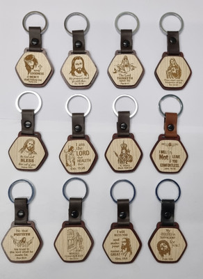 BLESSINGS Set Of 12 Wooden Bible Verse Keychain A Key Chain