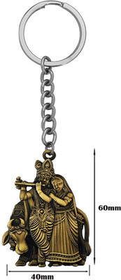 Meeko.com Keychain-Shri Radha Krishna Cow Idol Keychain for Gifting, Good Luck Key Chain
