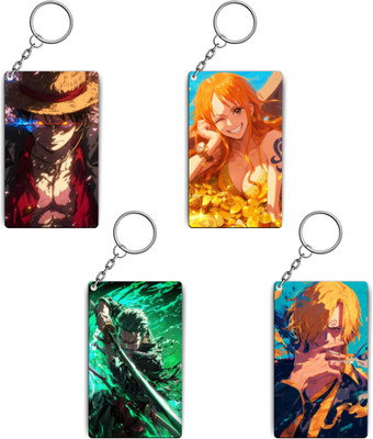 Respite Paradise One Piece Anime Keychains Kit - (Set Of 4 Keychains Style B) Anime Theme Key Chain