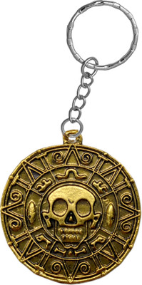 RV Mart Pirates of The Caribbean Aztec Skull Coin Medallion Metal Keychain Key ring Key Chain