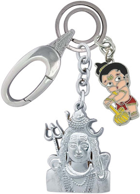 SHOKY LOOKS Double Sided Lord Shiv Ji With Bal Hanuman Locking Lock Key Chain
