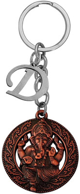 Newview Lord Shree Ganesha With Letter Alphabet DMetal Keychain For Men And Women Key Chain