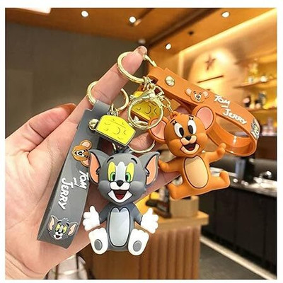 GKM Jumping Tom & Jerry happy pvc premium quality keychain with hook & strap Key Chain