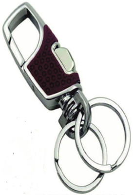 BANISTROKES Stylish Hook Locking Silver Metal Carabiner Double Ring Hook Metal Key Chain Key Chain
