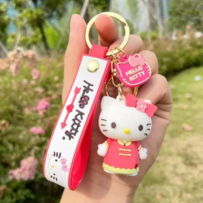 gtrp Hello Kitty Keychain with Hook & Strap & Charm A beautiful Smile Pink Key Chain Key Chain