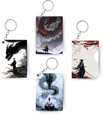 adrailstore Premium (Pack of 4) Anime Keychain | Acrylic dragon sword Keychain Key Chain