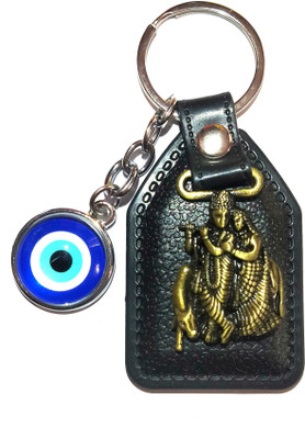 Meeko.com Radha Krishna With Evil Eye Assorted Color Bike Key Chain 02d5h Key Chain