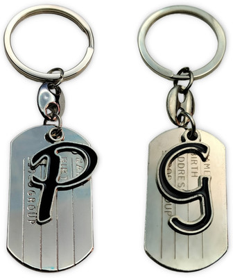 swagtreg P & G Alphabet Keychains - Set of 2 Stylish Letter Keyring For Bag, Men & Women Key Chain