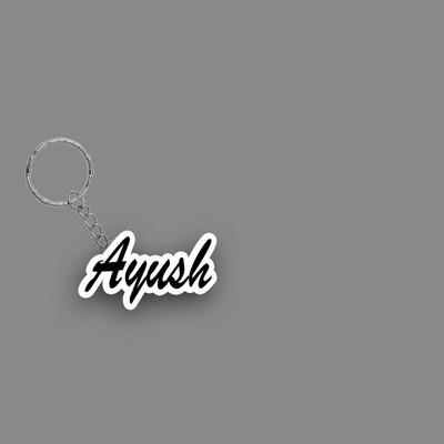 SY Gifts SYG Ayush Name Keychain White And Black Key Chain