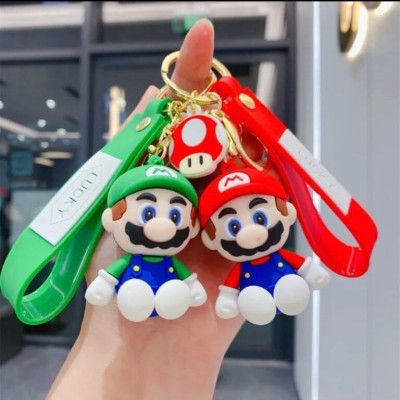 INDIANA HUDA Mario Red&Green Cute 3D Keychain | Strap Charm & Hook Anime & Cartoon(Pack Of 2) Key Chain