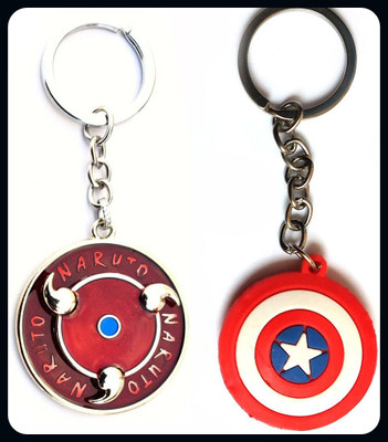 Meeko.com Spinning Naruto and aptain America rubber key chain for man and boys-A Key Chain