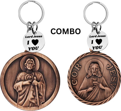 The Men Style Lord Jesus Keychain Combo– Sacred Heart Religious Keyring Set ShivkeyCom629-623 Key Chain