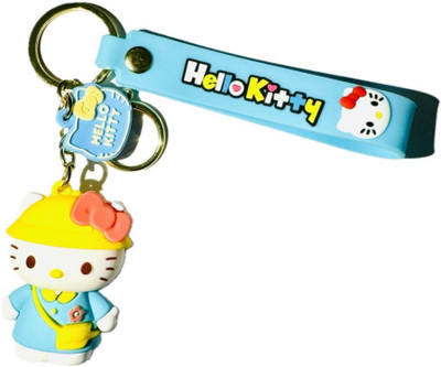 SHRI JI Hello Kitty in Blue dress with Yellow Purse Keychain with Charm & Strap Key Chain