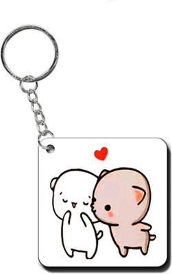 dk printing N-dudu love printed cute woodan keychain for couple,anniversary ,birthday,love Key Chain