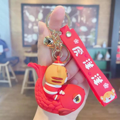 WHITE POPCORN Cute Koi Tiger 3D Keychain | Strap Charm & Hook | Key Chain