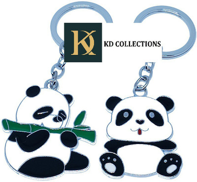 kd collections KD562-Combo of Panda Metal Keychain for Bikes and Cars - Black and White Key Chain
