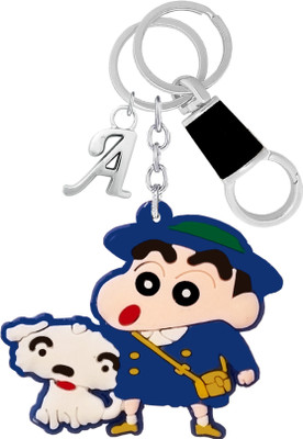 MGP FASHION Single Sided Shinchan Shiro Cartoon PVC Rubber Comedy Character Alphabet A Key Chain