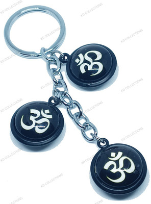 kd collections KD-651A Double Sided Glass Metal OM Keychain - Pack of 1 Keychain Key Chain