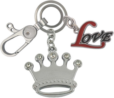 HANDSOME ISK Beautiful & Attractive Princess Diamond Crown With Love Locking Lock Key Chain