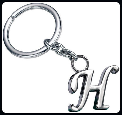 BBG BBG_Alphabet Letter H Metal Keychain Keyring Silver H letter Key Chain-A Key Chain