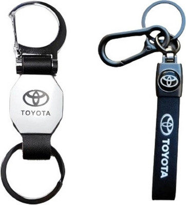 MAG BEE Styling Car Toyota (D'Hook & Printed) Keyring Compatible Combo Pack of 2 Car Key Chain