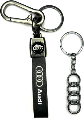 FLAMBE New audi Leather Belt & Steel Logo Pack Of 2 Key Chain