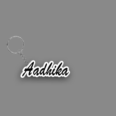SY Gifts SYG Aadhika Name Keychain White And Black Key Chain