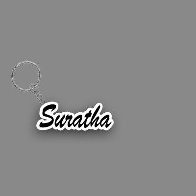 SY Gifts SYG Suratha Name Keychain White And Black Key Chain