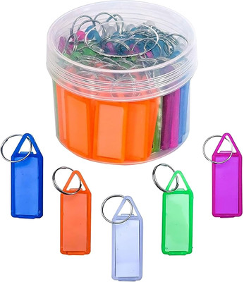 Diyan Retail Multicolour Key Tags (Pack of 55) with Name Labels | 2-Sided ID Labels Key Chain