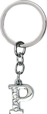 gtrp keychain-Alphabet Letter P Metal Design-KC43 (Silver) Key Chain