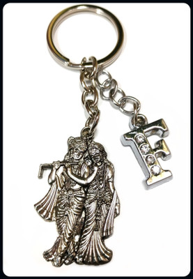 Meeko.com Keychain-Radha Krishna with F Letter Key Chain 01k-A Key Chain