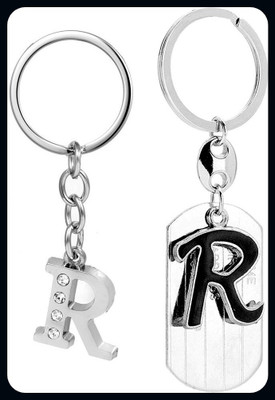Meeko.com combo Alphabet R Metal key ring for Car Bike Men Women R-A Key Chain