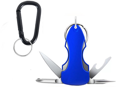 StealODeal Black Carabiner With Military Keychain with Torch, Screwdriver,Bottle Opener Key Chain