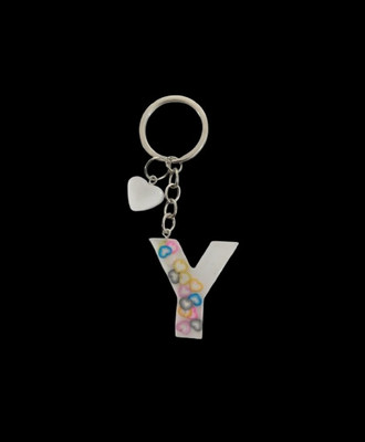 NEHIK ENTERPRISE Resin Keychain Letter Y Heart White Key Chain