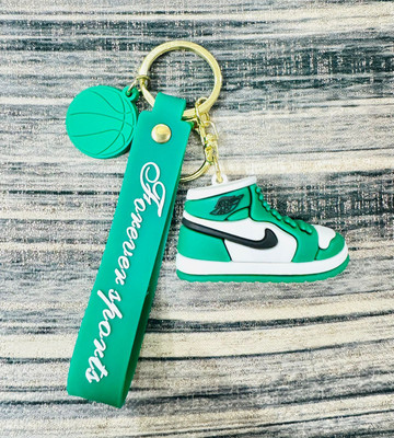 SHRI JI PVC Rubber FUNKY Shoe Keychain with Strap & Football Charm (Green) Key Chain