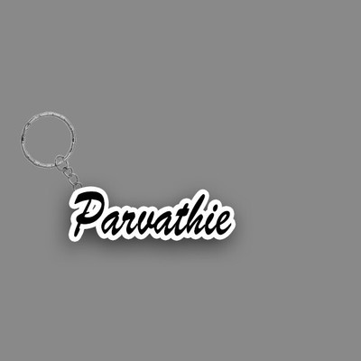 SY Gifts SYG Parvathie Name Keychain White And Black Key Chain
