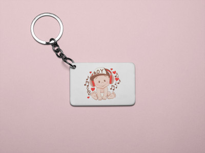 DOGAR ESSENTIALS Baby With Headphone Printed Acrylic Keychain (Set of 2) Key Chain