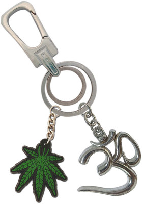 HANDSOME ISK Mahadev Om Symbol for Good Luck With Green Leaves Stylish Locking Lock Key Chain