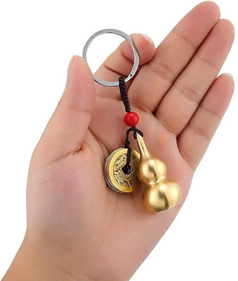 ABS TRADERS Chinese Gourd Brass Wu Lou Keychains Feng Shui Coins Calabash KeyRing pack of 1 Key Chain