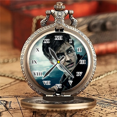 GT Gala Time Harrypotter Theme Printed Dial Vintage Gandhi Style Gifting Pocket Watch Key Chain