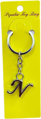 AMANVANI Letter N stylish Alphabet Key Ring SILVER Key Chain