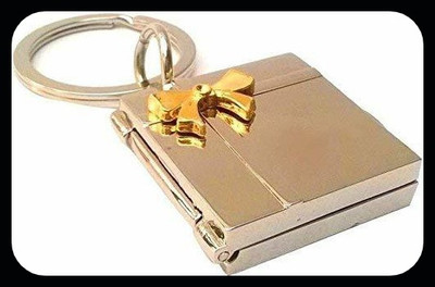gtrp Trendy-Book-Shape Double Photo Frame Key Chain, Material - Metal, Color - Silver Key Chain
