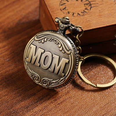 Classic Quirk Gandhi Style Vintage MOM Theme Designer Analog Antique Pocket Watch Key Chain